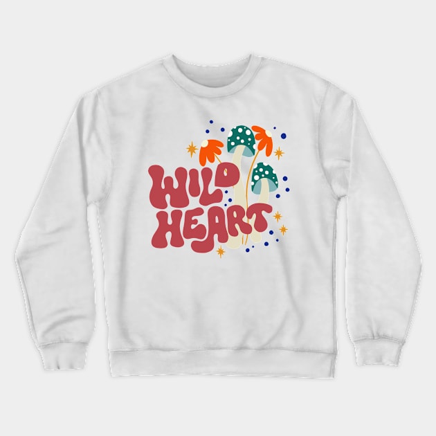 Wild Heart Retro 70s Doodle Crewneck Sweatshirt by OldSoulShop